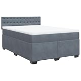 vidaXL Boxspringbett, Polsterbett Bett mit Matratze Matratzenauflage, Bettgestell mit Kopfteil Lattenrost, Doppelbett für Schlafzimmer, Dunkelgrau 160x200cm Samt