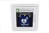 Notfallretter® Defibrillator AED Basic mit 10 Jahren Garantie und vollautomatischer Schockauslösung, HLW-Unterstützung, inkl. Metallwandkasten + AED Standortwinkel, Vollausstattung