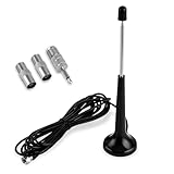 Radio Rod DAB+ Antenne, FM Radio Antenne Stabantenne, für den Empfang von DAB+ und FM/UKW, mit Magnetfuß und 3 m Verlängerungskabel, für Stereo Radioempfang