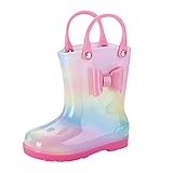 cfpqv Gummistiefel Kinder Regenstiefel Regenbogen Regenschuhe Handle It Rain Boots Halbschaft Regen Stiefel Wasserdichte Kinderstiefel Jungen Mädchen Kinderschuhe Rutschfeste Stiefeletten 2-10 Jahre