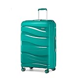 KONO Hartschalenkoffer Groß Leicht Koffer Trolley Reisekoffer mit 4 Rollen und TSA Schloss, 76x50x31cm, 100Liter, Zwillingsrollen Polypropylen Rollkoffer (Türkis, XL)