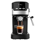 Cecotec Espressomaschine Compacta Power Espresso 20 Pecan, 1100 W, 20 bar, Thermoblock-System, schwenkbarer Dampfgarm, Filterarm mit Doppelausgang und 2 Filter, 1,25 Liter