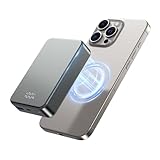 Magnetische Wireless Power Bank, 26800mAh schnelles tragbares Ladegerät, USB C in&Out Telefon-Akku-Pack für iPhone 16/15/4/13/12 Serie und andere Android-Handy（Metallisch Grau）