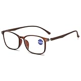 KOOSUFA Mode Blaulichtfilter Lesebrille Herren Damen Computerbrille Lesebrillen Ultraleicht Lesehilfen Anti Müdigkeit Brille mit Stärke Durchsichtig braun, 2.5