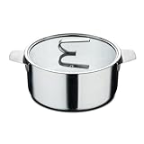 MasterPRO SIGMA - Kochtopf mit Deckel 4.9L 24x11 cm Edelstahl - 3 Schichten für optimale Wärmeleitfähigkeit - Matte Oberfläche mit Skala - Vielseitig für Alle Kochumgebungen