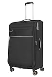 Travelite Reisekoffer groß mit Dehnfalte, nachhaltig, 4 Rollen, MIIGO, Weichgepäck Trolley aus recyceltem Material, TSA Schloss, 77 cm, 90-96 Liter