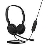 Jabra Evolve 10 Büro-Headset, Mikrofon mit Geräuschunterdrückung, kompaktes, leichtes Design, um 270 Grad drehbarer Auslegerarm, kabelgebundene USB-A-Verbindung, Schwarz