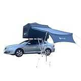 TentHome Dachzelt Aufblasbar Auto Großes Autodachzelt Wasserdicht Mehrzweck-Zelt mit Veranda Bequem Einfach Aufbau Leichtbau Autozelt Leicht Angelzelt Schwarz Camping mit 90° Markise