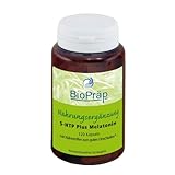 BioPräp 5-HTP Plus Melatonin & Vitamin B6 | 120 Kapseln | vegan | aus Schwarzbohnenxtrakt (25% 5-Hydroxytryptophan) | 0,5 mg Melatonin & Vitamin B6 | Made in Germany | zertifizierte Produktion