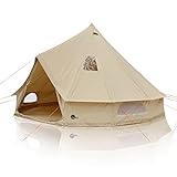 your GEAR Zelt Desert Baumwolle - 2 Größen Ø 4m oder Ø 5m, 4 bis 10 Personen - eingenähter PVC Boden Schlafkabine Vordach UPF 50+ Schutz 10000 mm Wassersäule Campingzelt Rundzelt Tipi