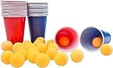 BARGAIN4ALL Beer Pong Set 48pcs Trinkspiele für Erwachsene Party | 24 Beer Pong Plastikbecher 24 Ping Pong Bälle