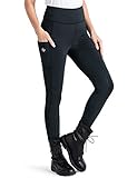 NAVISKIN Damen Reitleggings Silikon-Vollbesatz Reithose Silikongrip Vollbesatzreithose Handytasche Schwarz Größe L