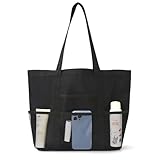 Mesh Strandtasche mit Reißverschluss, Strandtasche XXL Familie, Faltbar Badetasche Damen Groß, Duschtasche, Shopper Tasche Damen, für Strand, Schwimm, Fitnessstudio, Reisen, Einkaufen und Alltag (N)