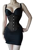 Naveed Starkes strapazierfähiges Korsett aus Baumwolle, Unterbrust Korsett, Heavy Duty Cotton Corset, Taillenkorsett (as3, numeric, numeric_44, regular, regular, Schwarz)