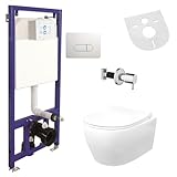 Hänge Wand Dusch WC Taharet/Bidet Funktion + KOMPLETTE SET Toilette Spülrandlos