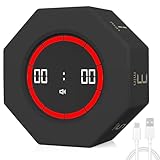 Dealswin Digital Schwerkraft Flip Timer 1/3/5/15/30/60/90 Minuten Countdown Timer, Productivity Timer Pomodoro Timer, Kurzzeitwecker für Küche Kochen, Arbeiten, Sport, Kinder, Lernen（Schwarz）