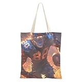 Amooorous Einkaufstasche aus Segeltuch mit Griffen, wiederverwendbar, für Kollegen, Bolsa de Lona, Hot Blue, Hot Blue Handsome Football Player, 1 Size