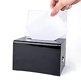 myourvann Acrylic Spendenbox Losbox Abschließbare Aufbewahrungsbox mit Einstecktafel für Abstimmungen, Gewinnspiele, Wettbewerbe - Schwarz