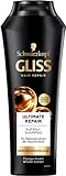 Gliss Shampoo Ultimate Repair (250 ml), Haarshampoo für stark geschädigtes Haar, Keratin Shampoo repariert Haarschäden und füllt den Keratinbestand wieder auf