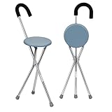 Mobiclinic, Gehstock mit Sitz, Bis zu 90 kg, Gloria, Europäische Marke, Faltbar, Aluminium, DREI füßen, Anti-rutsch-zwingen, Orthopädischer, Ergonomischer Griff, Grau