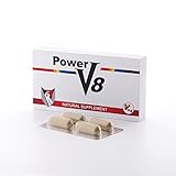 Power V8 x 4 Kapseln Energieschub Präparat für aktive Männer - Sofortwirkung - Ohne Rezept - Extra Stark mit Ginseng, Ginkgo