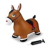 JAMARA 460597 Hüpftier Pferd mit Pumpe-bis 50 kg, fördert den Gleichgewichtssinn und die motorischen Fähigkeiten, robust und widerstandsfähig, pflegeleicht, Braun