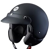 BHR Demi-Jet Helm 803 SIMPLY, Praktischer Rollerhelm mit ECE-Zulassung, Motorrad-Jet-Helm mit abnehmbarem Gesichtspolster, MATTSCHWARZ, XL