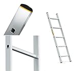 DRABEST PRO Serie Anlegeleiter Aluminium-Stufenleiter - 5 Stufen - mit Leiterhaken - Tragfähigkeit 150 kg - Anti-Rutsch-Füße, Leichtes Gewicht, korrosionsbeständig - EN131