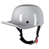 Halbschalenhelm,Retro Helm Motorrad,Retro Helm mit ece zulassung,Baseball-Helme Motorrad Halbhelm MäNner Frauen Mofa Helm (Weiß, M)