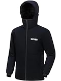 NewView Leichte Pufferjacke für Herren, verstaubare isolierte Jacken mit Kapuze, schwarzer warmer Synthetikmantel für Herbst Winter, Schwarz , XL