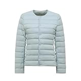 Einfarbige, lässige, schlichte, klassische Damen-Daunenjacke mit Rundhalsausschnitt, einreihig, schmal, kurz, hellblau, 4XL