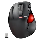 Elecom EX-G Linkshänder-Trackball-Maus, 2,4 GHz kabellos, Daumensteuerung, 6-Tasten-Funktion, ergonomisches Design, rote Kugel, Windows11, macOS (M-XT4DRBK-G)