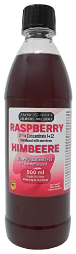 Himbeer-Konzentrat 500 ml ergibt 16,5 L Getränk | Mischungsverhältnis 1:32 | Fertiggetränk | Himbeersirup | ohne Zucker | hochkonzentriert | Himbeergeschmack