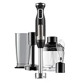 BLACK+DECKER - Stabmixer BXHBA1500E | 1500 Watt | 20 Geschwindigkeiten | Turbo | Edelstahl | Spritzschutz | Inklusive Pürieraufsatz, Schneebesen, Zerkleinerer und Messbecher