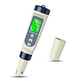 YAOBLUESEA 5 in 1 Wassertester PH Messgerät, Wasserqualität Tester mit Digital-Display, TDS/EC/Salzgehalt/Temperatur/pH Tester, Hochpräzises Messgerät für Trinkwasser, Pool, Aquarien, Hydroponik