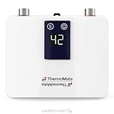 ThermoMate Mini Durchlauferhitzer elektrisch, On Demand Sofort-Warmwasserbereiter für den Handwaschbecken, selbstmodulierend, energiesparend, platzsparend (mit Stecker, 3,5kW)，230V