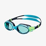 Speedo Unisex Kinder Biofuse 2.0 Schwimmbrille, Hyperschallblau/Echtes Marineblau/Lumogrün/Blau, One Size