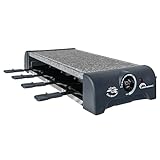LITTLE BALANCE 8751 Granit & Cheese Mouuuh…!, Raclettegerät, PFAS-frei, Stein, Naturstein Granit, Multifunktional, 8 Personen, 1300 W, Pfeffer