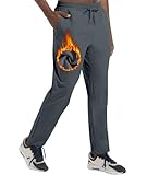 Boyzn Herren Winter Fleece Skihose mit Reißverschlusstaschen Warme Sweatpants Sonnenschutzhose Dark Grey-L