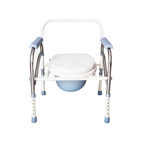 NIVOK 3-in-1-WC-Stuhl-Hocker, klappbarer Nachttisch, mit bequemem Kissen, Eimer/Deckel, rutschfestem Handlauf für Erwachsene, Handicap