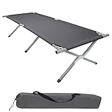 BB Sport Feldbett XXL Klappbett 210 x 72 x 45 cm Camping Bett bis 200 kg Belastbar Tragbar Klappbar Liege Reise Bequem Stabil, Farbe:Grey