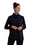CASH-MERE.CH 100% Kaschmir Damen Pullover mit geradem Schnitt und Seitenschlitz | Sweater Rollkragen 2-fädig (Blau/Marine, S)