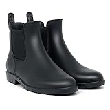 Geweo Gummistiefel Damen Halbhoch Chelsea Herren Wasserdicht Regenstiefel Frauen Atmungsaktiv Stiefel Gummi Kurzschaft Flach Dicke Sohle Arbeitsstiefel Schwarz Gr. 37