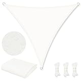 WOLTU Sonnensegel Wasserdicht 2x2x2 m Dreieckig 95% UV Schutz Segeltuch 200 g/m² Polyester Sonnenschutz Schattenspender für Balkon Terrasse Garten, mit Befestigungsseilen, Creme