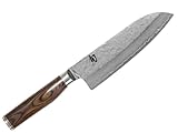 KAI Shun Premier Tim Mälzer Santoku 18 cm Klingenlänge - VG-MAX Kern 61 HRC, 32 Lagen Damast hochglanzpoliert - Pakkaholz mittelbraun gemasert - Hammerschlagoberfläche - Made in Japan