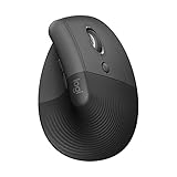 Logitech Lift Vertikale Ergonomische Maus, Kabellos, Bluetooth oder Logi Bolt USB-Empfänger, Leise Klicks, 4 Tasten, Kompatibel mit Windows/macOS/iPadOS, Laptop, PC - Grаphit