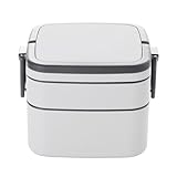 Plookyoe Tragbare Kunststoff Doppelschicht Lunchbox Heizung und Auslaufsicher Multilayer Fitness Student Lunchbox