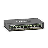 NETGEAR GS308EP PoE Switch 8 Port Gigabit Ethernet LAN Switch PoE+ 62W Plus (Managed Netzwerk Switch PoE mit IGMP Snooping, QoS, VLAN, lüfterloses Metallgehäuse), Schwarz
