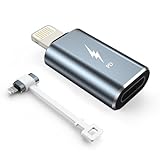 amFilm TechMatte USB-C-auf-Lightning-Adapter, 27 W PD Schnellladung, Kompatibel mit iPhone 14/13/12/11 Pro Max Mini/X/XR/XS/SE/8/7/6/iPad/iPod/AirPods, mit Anti-Verlust-Seil