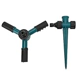 Baxnore 360 Grad drehbarer Rasensprenger, Verstellbarer Wassersprinkler mit Erdspieß, wetterbeständiges ABS für Gartenschlauch